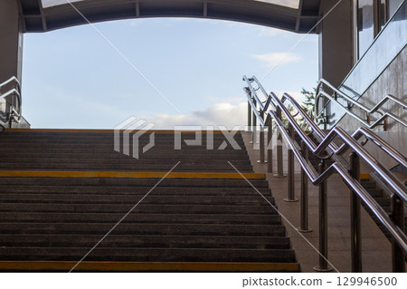 Stairs and rails of the underground pedestrian crossing 129946500