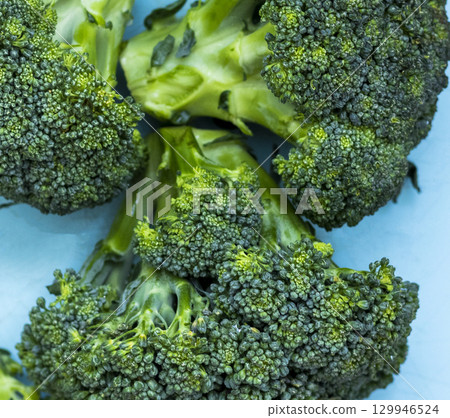 Shot of the broccoli on the blue background 129946524