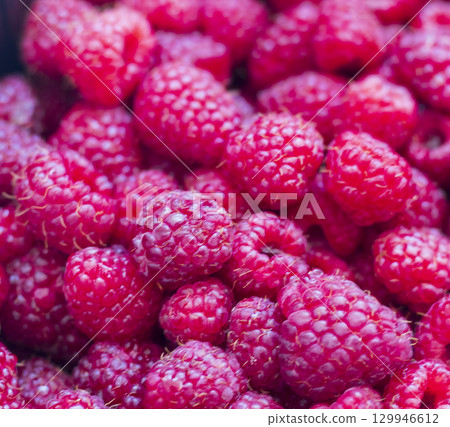 Close up shot of the raspberries Close up shot of the raspberries 129946612