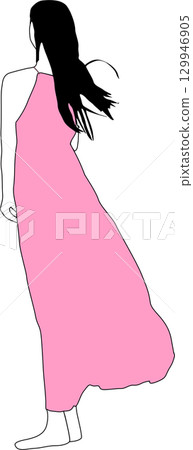 a girl standing with her back to the camera a girl standing with her back to the camera 129946905