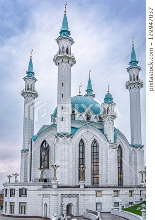 Kul Sharif mosque in Kazan Kremlin, Tatarstan, Russia. It is tourist attraction of Kazan. Kul Sharif mosque in Kazan Kremlin, Tatarstan, Russia. It is tourist attraction of Kazan. 129947037