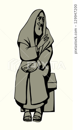 Vector drawing. Old jewish man Vector drawing. Old jewish man 129947200
