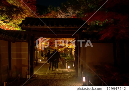 People visit autumn leaf light up at night, Kodai-ji temple, Kyoto People visit autumn leaf light up at night, Kodai-ji temple, Kyoto 129947242