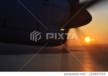 Propeller plane at dusk, Nagasaki Propeller plane at dusk, Nagasaki 129947354
