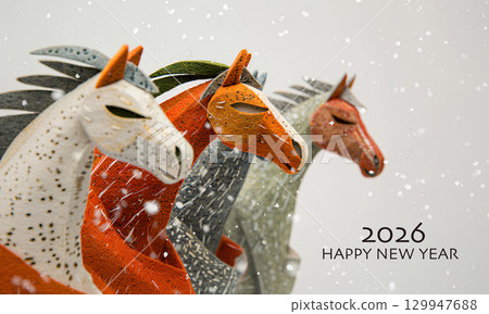 2026 New Year's Card Material (Year of the Horse, Zodiac Sign, New Year's Card) Horizontal-1 129947688