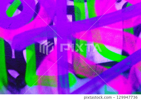 Vibrant Graffiti Art with Neon Purple Green Pink in 90s Urban Style Vibrant Graffiti Art with Neon Purple Green Pink in 90s Urban Style 129947736