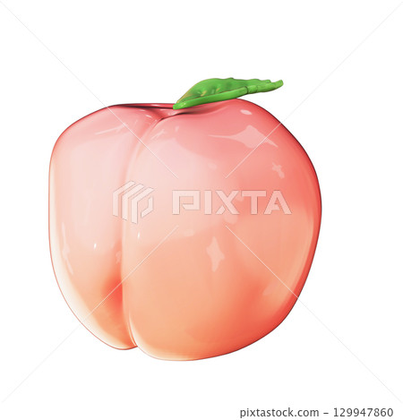 Realistic 3D Peach Clipart Illustration Isolated on Transparent Background Realistic 3D Peach Clipart Illustration Isolated on Transparent Background 129947860