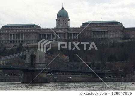 Budapest, Hungary, March 3, 2019: Buda Castle View from Across the Danube River Budapest, Hungary, March 3, 2019: Buda Castle View from Across the Danube River 129947999