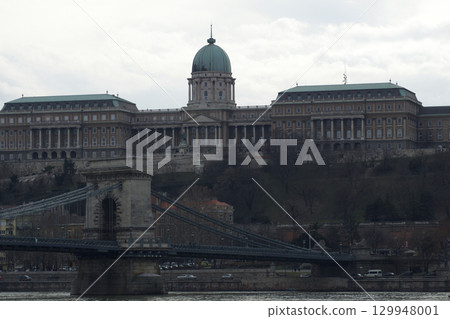 Budapest, Hungary, March 3, 2019: Buda Castle View from Across the Danube River Budapest, Hungary, March 3, 2019: Buda Castle View from Across the Danube River 129948001