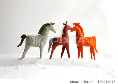 三馬（馬年、十二生肖、賀年卡材料） 129948057