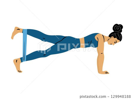 Woman plank leg band exercise 129948188