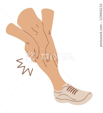Man holding calf muscle in pain 129948210