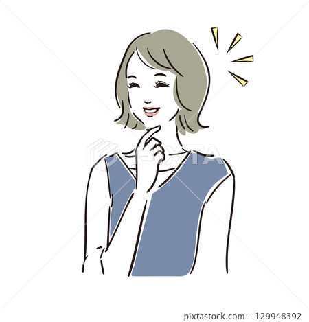 A beautiful woman posing with a happy expression 129948392