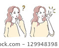 思考，解決，美麗女人的表情 129948398