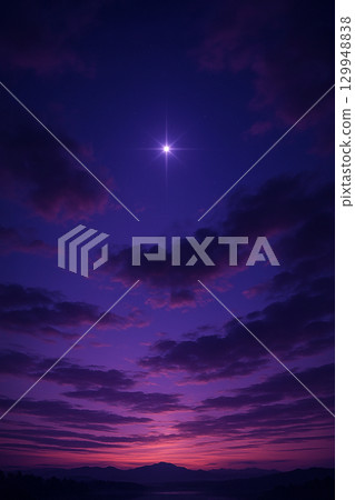紫色黎明天空中閃耀的金星和奇異的雲彩的插圖 129948838