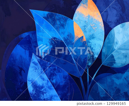 Floral Fantasy in Shades of Indigo 129949165