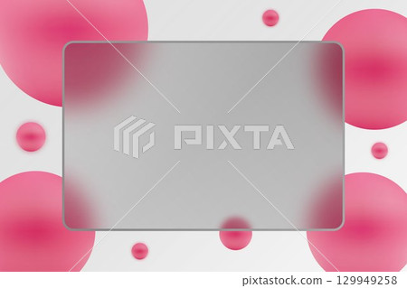 Abstract 3D background with pink spheres and glass morphism. Eps 10 129949258