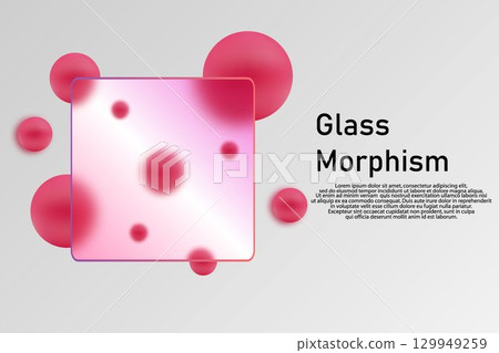 Abstract 3D background with pink spheres and glass morphism. Eps 10 129949259
