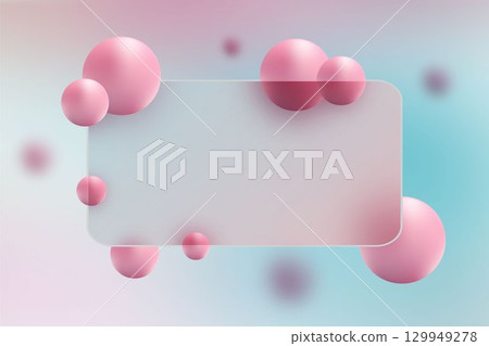 Stylish background with glass rectangle and pink orbs. Eps 10 Stylish background with glass rectangle and pink orbs. Eps 10 129949278
