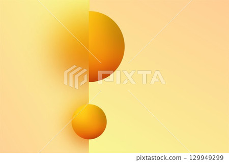 Minimalist Yellow Background with 3D Spheres and Gradient. Eps 10 129949299