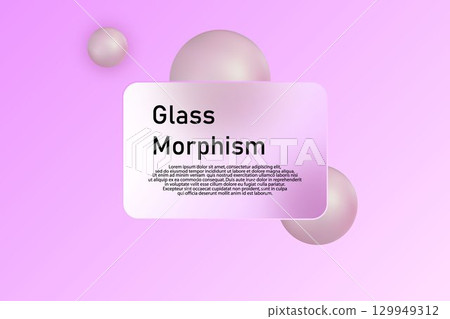 Abstract Design with 3D Elements and a Frosted Frame on a Pink Background. Eps 10 129949312