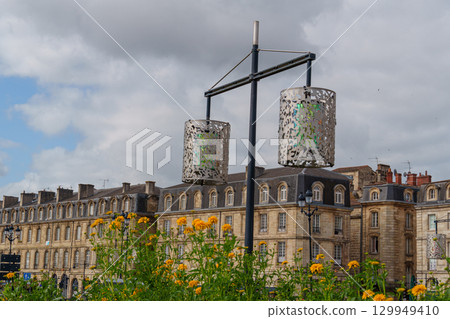 the city of Bordeaux at the garonne river in france the city of Bordeaux at the garonne river in france 129949410