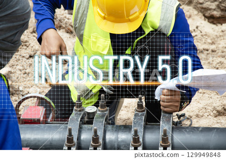 The concept of using artificial intelligence to control systems, industries using artificial intelligence, industry 5.0, green industry 129949848