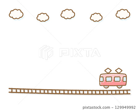 手繪火車和鐵路風景 129949992