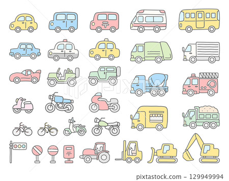 簡單的汽車線條畫圖標 129949994