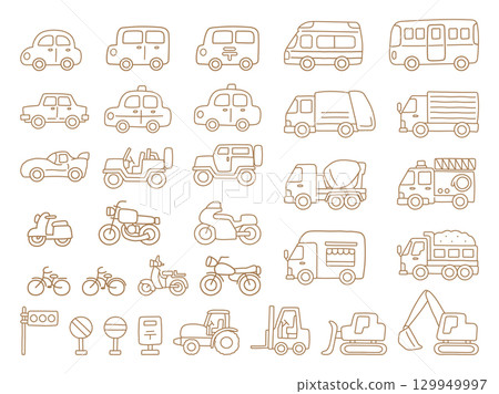 Simple car hand drawn icon 129949997
