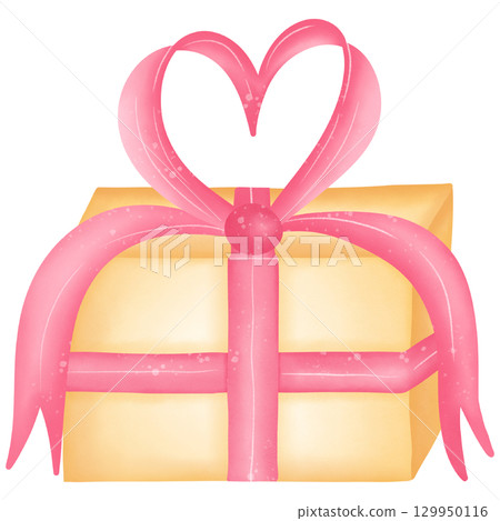 Gift box with bow tie in the shape of a heart 129950116