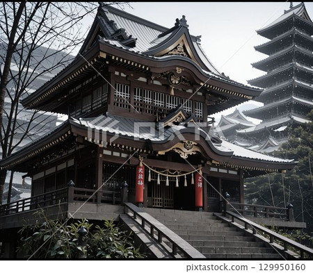 Imposing Japanese-style architecture 129950160