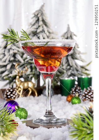 Christmas Manhattan Cocktail 129950251