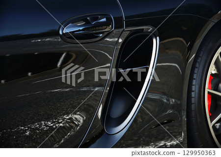 Black sports car side intake 129950363