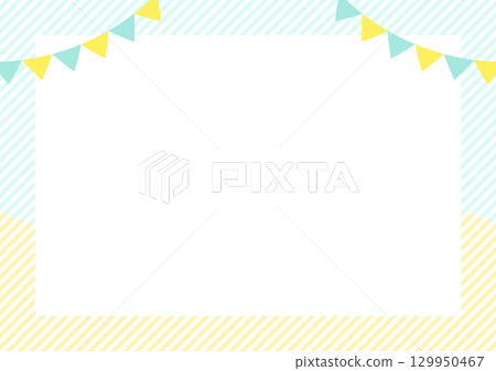 夏季花圈和條紋框架 129950467