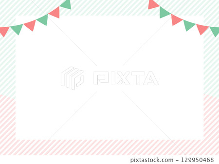 聖誕花圈和條紋框架 129950468