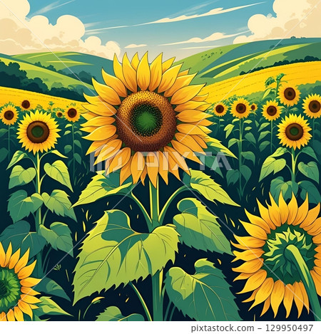 可以看到向日葵的小山 可以看到向日葵的小山 129950497