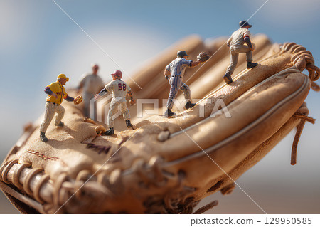 巨型手套和棒球運動員（立體模型） 129950585