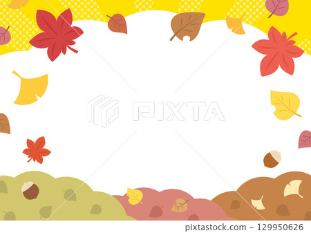 Autumn leaves and fallen leaves frame 129950626