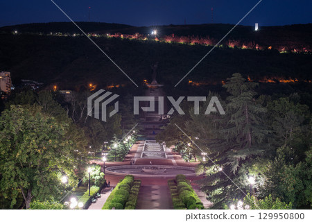 Night view of Vake Park, largest public park with World War II Glory Memorial in Tbilisi, capital of Georgia Night view of Vake Park, largest public park with World War II Glory Memorial in Tbilisi, capital of Georgia 129950800