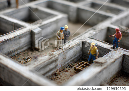 房屋建築的澆築混凝土基礎(立體模型) 房屋建築的澆築混凝土基礎(立體模型) 129950893