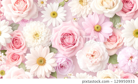 粉紅色女性化可愛花背景素材 129950933