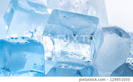 Close-up of shiny ice with water droplets 129951050