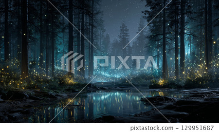 Sparkling night forest 129951687