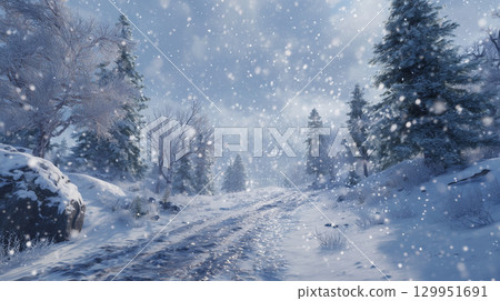 白雪皚皚的森林景觀 白雪皚皚的森林景觀 129951691