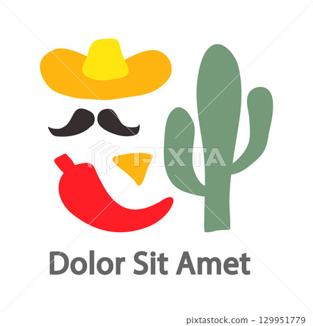 Set of handwritten decorative colorful design elements hand drawn in trendy style-hat, mustache, chili pepper, cactus, nachos sample text. Colorful vector illustration for T-shirt print, poster, ect. Set of handwritten decorative colorful design elements hand drawn in trendy style-hat, mustache, chili pepper, cactus, nachos sample text. Colorful vector illustration for T-shirt print, poster, ect. 129951779