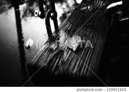 Monochrome photo of fallen leaves Monochrome photo of fallen leaves 129951828
