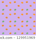 Simple Halloween pumpkin lantern seamless background pattern - purple 129951969