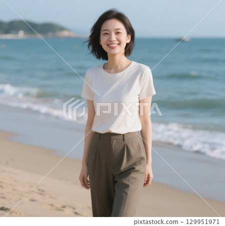 在海邊散步 在海邊散步 129951971