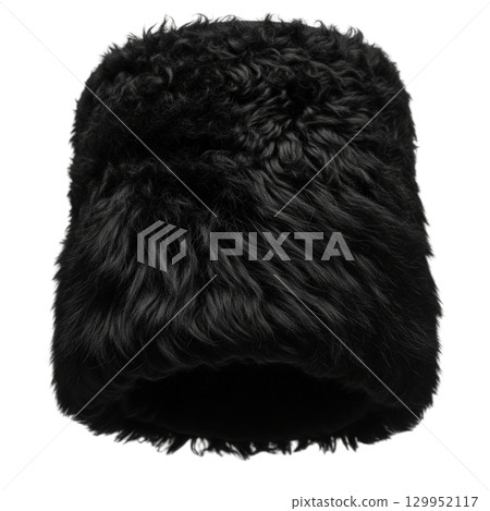 Traditional black astrakhan fur hat a luxury cossack papakha and caucasian winter headwear 129952117